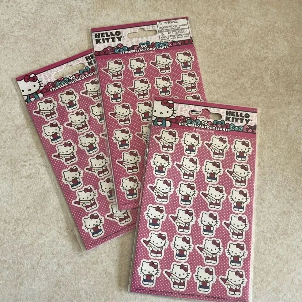 Hello Kitty Sticker Sheets 3 Sets and Notepad Christmas Holiday